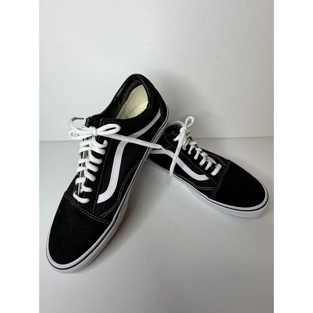 VANS Old Skool Back White Low Top Sneakers Men's 10.5 Classic Skate Shoes NWOB